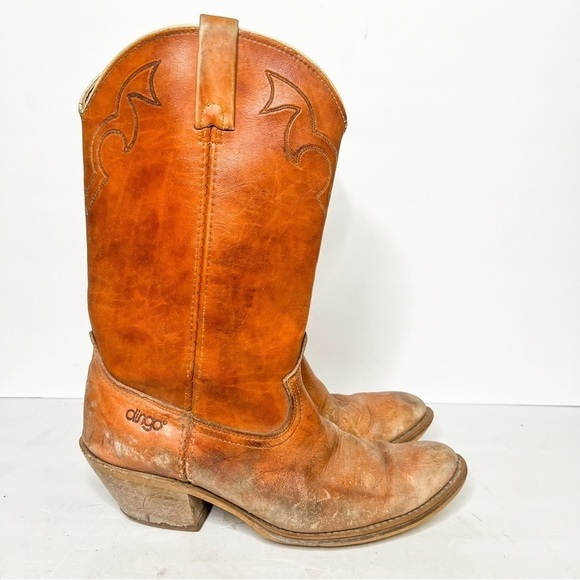 VTG Dingo Brown Leather Cowboy Western Boots Size 9 Men’s - Picture 1 of 6